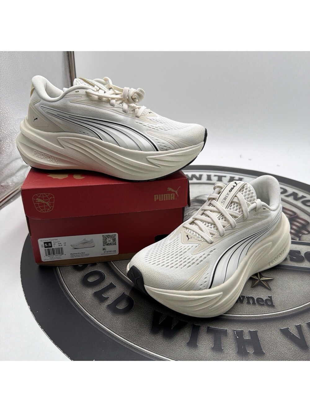 Puma Maxima Pro Women’s Running Shoes Alpine Snow Warm White Size 5.5/ 31379305